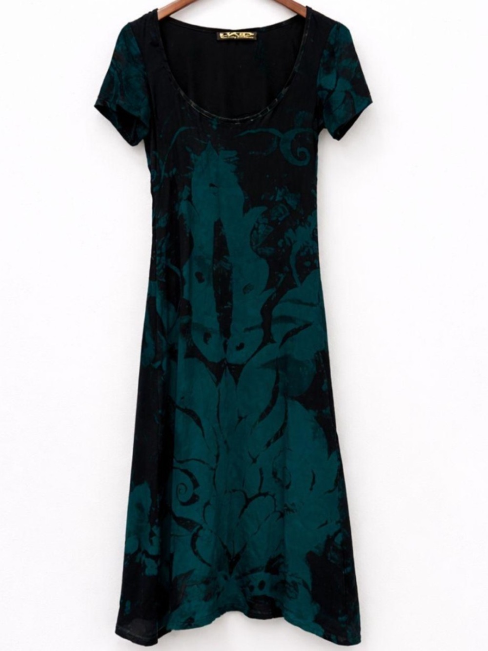 Darbury Stenderu Silk Maxi Dress Abstract Art to Wear Rare Gown Handmade Size M